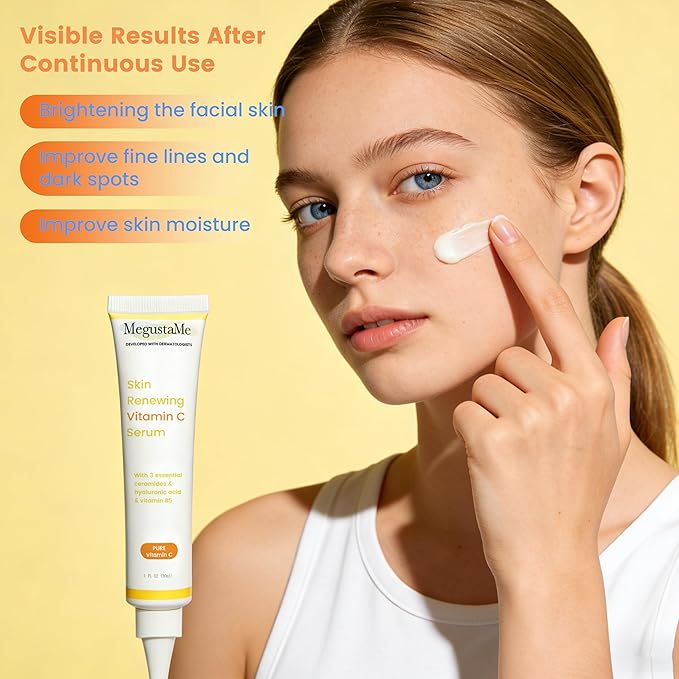 Skin Renewing Vitamin C Serum 30ml - Pure Vitamin C Serum Dermatologist Developed Brightening Antioxidant Face Serum for Glowing Skin,Hydrating Skin Barrier Repair Serum.