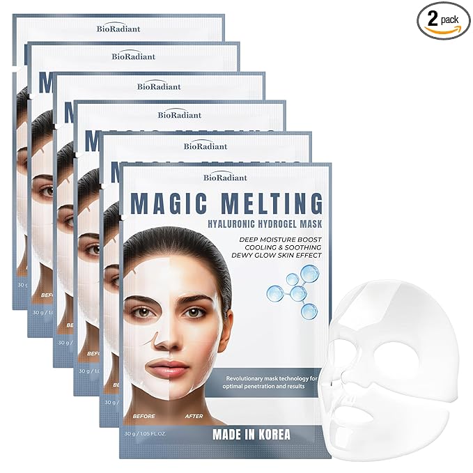 Hyaluronic Acid Hydrogel Face Mask – Deep Hydration, Pore Refining & Anti-Aging Wrinkle Care – Dermatologist Tested Korean Skin Care – Vegan, Cruelty-Free, Clean Beauty – Pack of 6