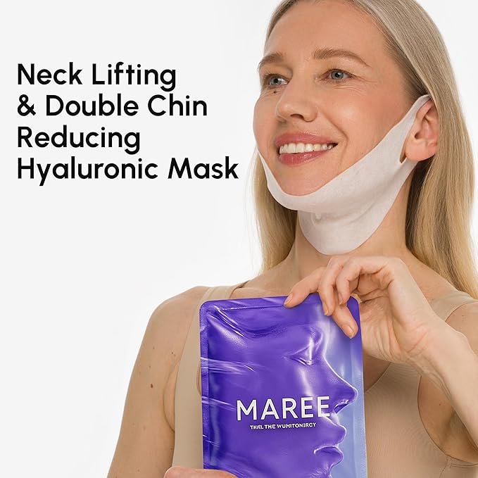 MAREE V Line Lifting Mask with Hyaluronic Acid – Deep Collagen Face Mask for Women – Jawline Shaper Facial Masks with Retinol – Tightening & Firming Neck Lift Tape – Double Chin Strap for Face Lift