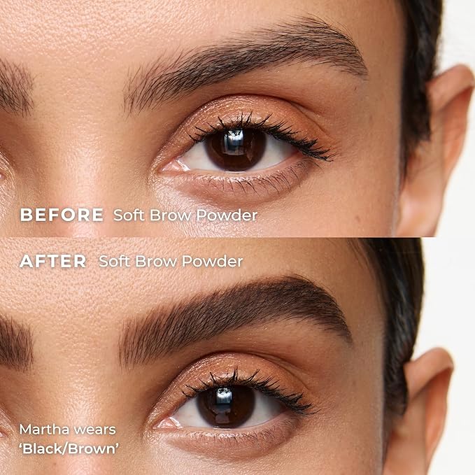 Soft Brow Define & Fill Powder Duo, Includes Dual ended Brush, Vegan and Cruelty Free (Black/Brown)