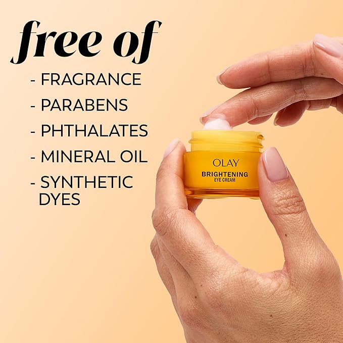Olay Brightening Eye Cream with Vitamin C, Fragrance-Free Hydrating Under Eye Cream for Dark Circles and Dull Skin, Lightweight Eye Cream with Peptides and Vitamin B3, 0.5 oz