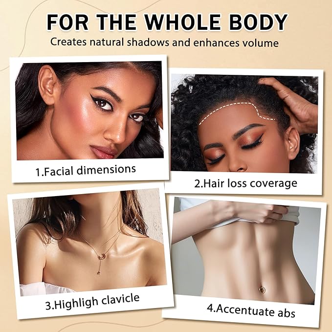 IONSGAKO 6 Colors Cream Contour Stick Makeup Kit, Double-ended Cream Highlighter Stick Bronzer and Blush Stick for Sculpt the Cheeks, Matte & Dewy Finish, Face Contour Kit for Beginners, Set C