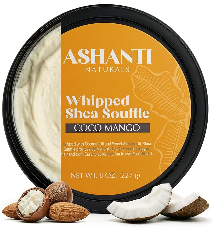 Ashanti Naturals Scented Whipped Shea Butter | African Body Butter for Men w/Coconut and Almond Oil (Coco Mango Souffle, 8 oz)