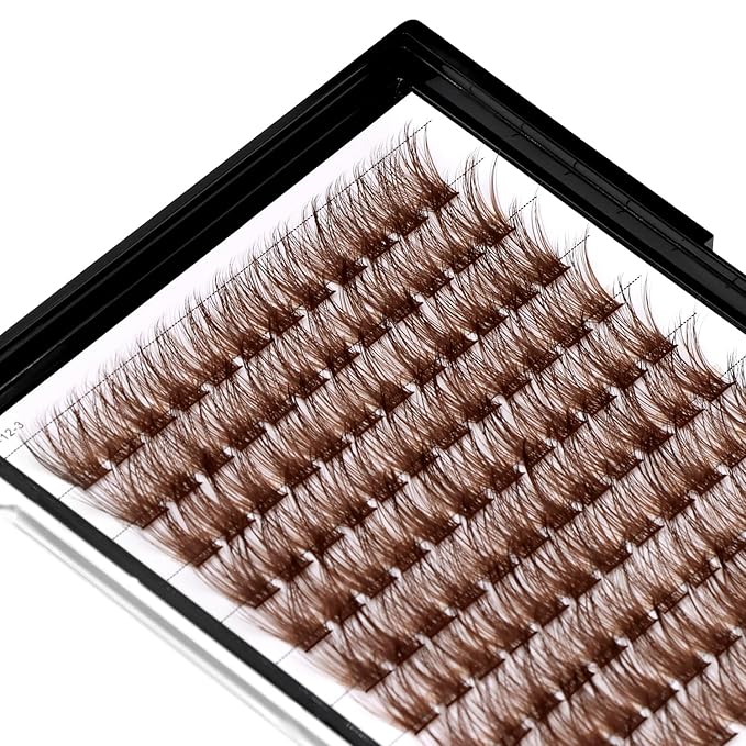 →VAYATOR Color Lash Cluster Light/Dark Brown/Black Brown Various Colored False Eyelashes Clusters Professional Makeup Lash Cluster Grafted Eyelash Extension (Dark Brown-12mm)