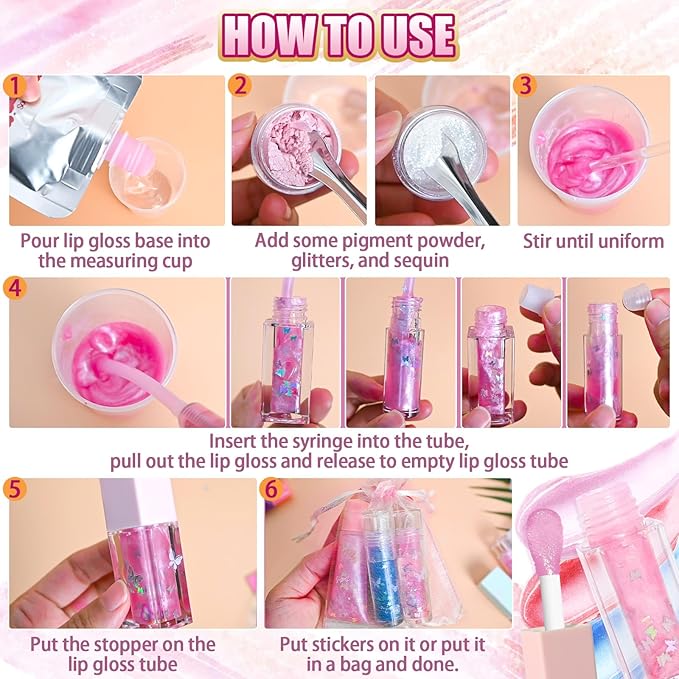 Jcoos Lip Gloss Making Kit, DIY Lip Glosses Kit to Make Your Own Lip Stick, Color Changing Lip Gloss, Temperature Change Lipgloss Long Lasting Nutritious Lipgloss Set for Beginner Women Girls