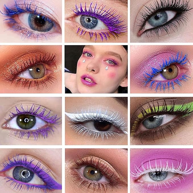 White Volume Lash Mascara, 5D Silk Lash Colored Mascara Waterproof Long Lasting Eyelash Smudge-Proof Volume Lengthening, Defining, Curling, Color Lash Party Stage Use, #05
