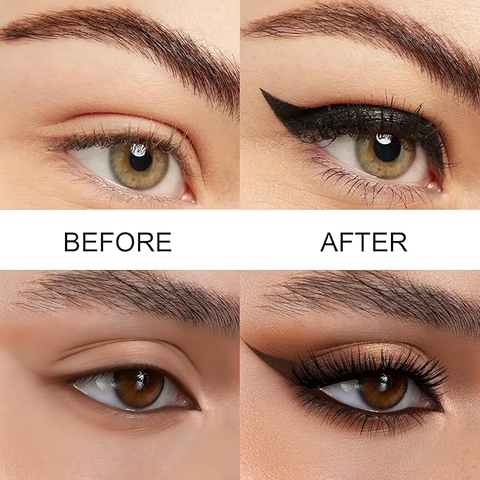 2 in 1 Black and Brown Gel Eyeliner Set Water Proof Smudge Proof, Last for All Day Long, Work Great with Eyebrow, 2 Pieces Eye Makeup Brushes Included