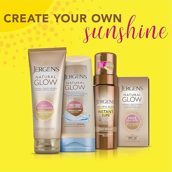 Jergens Natural Glow +FIRMING Body Lotion, Fair to Medium Skin Tone, 7.5 Ounce Sunless Tanning Daily Moisturizer with Collagen and Elastin. Helps to Visibly Reduce Cellulite