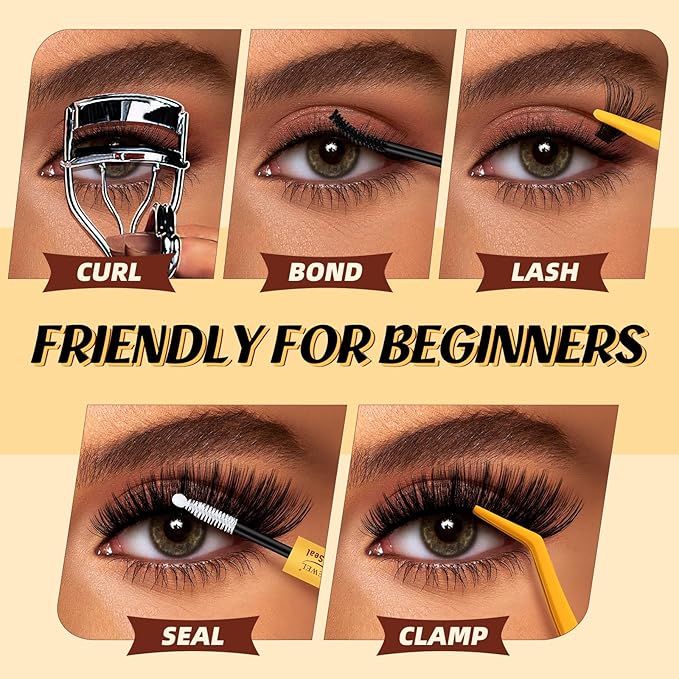 QUEWEL DIY-Lash-Extension-Kit, 280pcs 60+80+100D-Fluffy Lashes-Clusters Mixed 12-18mm Thick Eyelash-Clusters-Kit with Lash Bond and Seal, and Cluster Lashes Tweezers Easy DIY at Home(60+80+100 KIT)