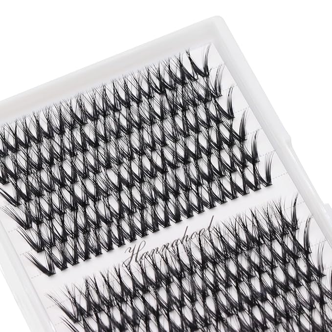 12rows-Large Tray Mixed 8-10-12-14-16mm/Mixed 14-15-16mm/Mixed14mm-16mm/Mixed 18-20mm Wide Stem Individual False Eyelashes Dramatic Black Cluster Eyelashes (MY009-14-16MM)