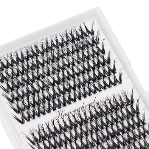 12rows-Large Tray Mixed 8-10-12-14-16mm/Mixed 14-15-16mm/Mixed14mm-16mm/Mixed 18-20mm Wide Stem Individual False Eyelashes Dramatic Black Cluster Eyelashes (MY009-14-16MM)