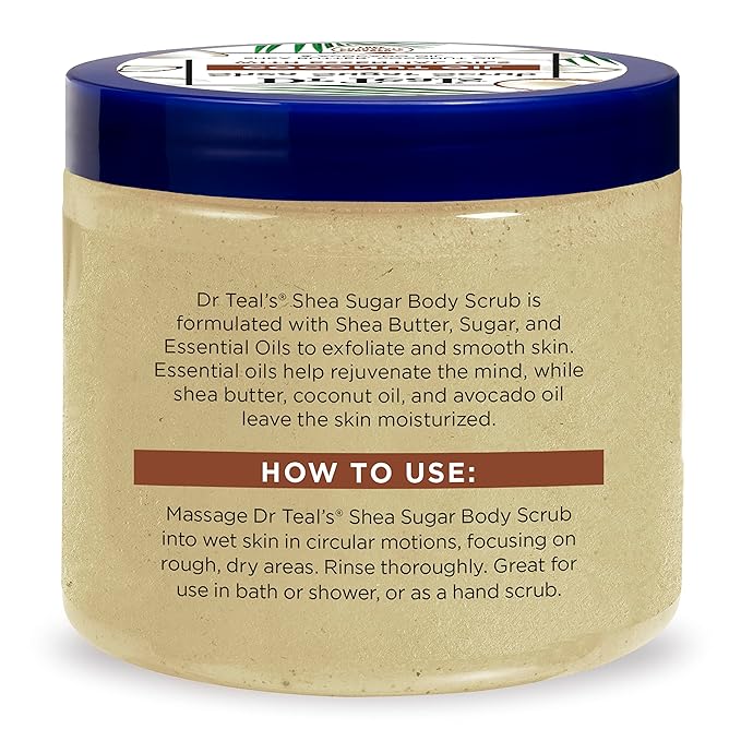 Dr Teal's Shea Sugar Body Scrub, Coconut Oil with Essential Oils, 19 oz (Pack of 3)