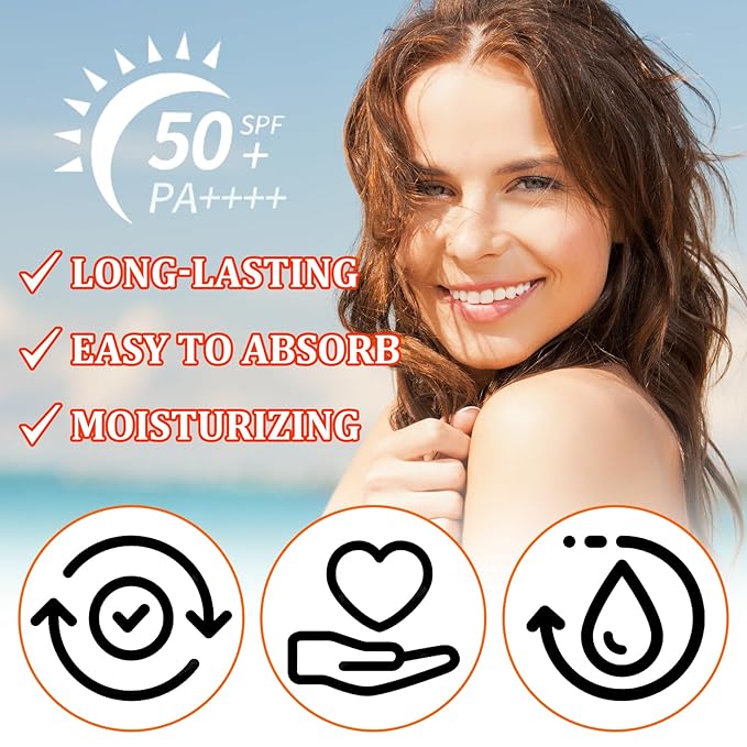 Face Sunscreen SPF 50+ PA++++,Non Greasy Sunscreen Cream for Face and Body,Water Resistant Hydrating Facial Sunscreen Sunblock,Daily Oil Control Face Moisturizer