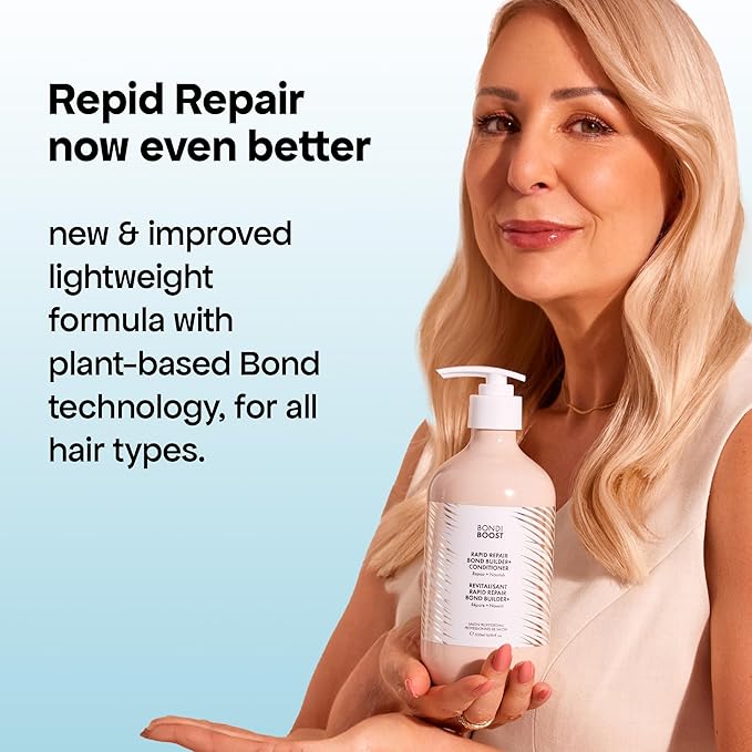 BONDIBOOST Rapid Repair Bond Builder Shampoo + Conditioner Set (10.14 fl oz each), Strengthening Formula for Restoring + Rebuilding Hair, Deep Conditioning Treatment