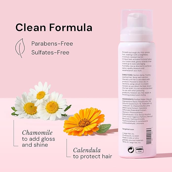L'ANGE HAIR Glass Hair Heat Protectant Spray | Anti-Frizz Blow Dry Mist | Long Lasting Hold & Shine | Humidity Protection | Thermal Heat Protection Spray | Lightweight Blow Out Primer, 5 fl oz Bottle