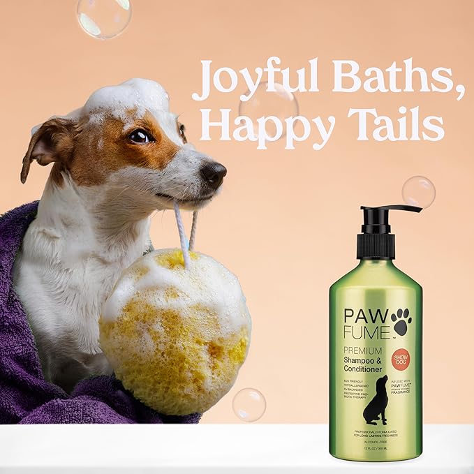 PAWFUME Deshedding Dog Shampoo and Conditioner, Show Dog, 4-Pack – Nourish & Detangle for Silky Soft Coat – Probiotic, Deep-Cleaning, pH-Balanced Formula – Salon-Quality Shampoo for Dogs