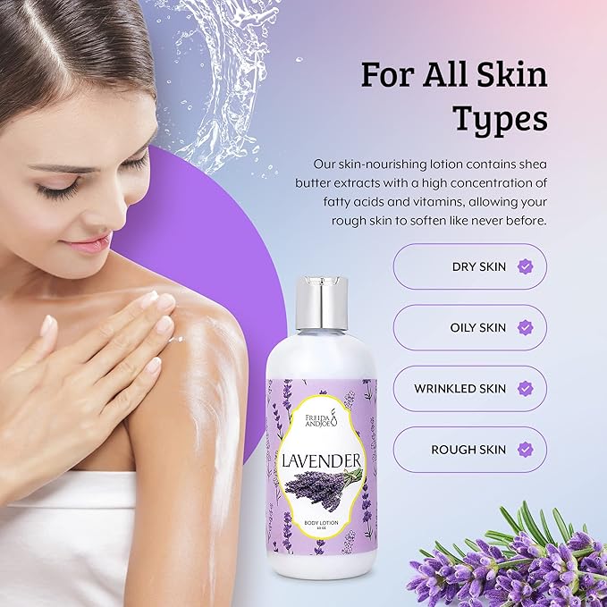 Home Spa Gift 10oz Deep Moisturizing Fragrance Body Lotion & 8 oz. Fine Fragrance Body Mist Set Luxury Self-Care Combo for Women and Girls (Lavender) – Mother's Day Gift for Mom