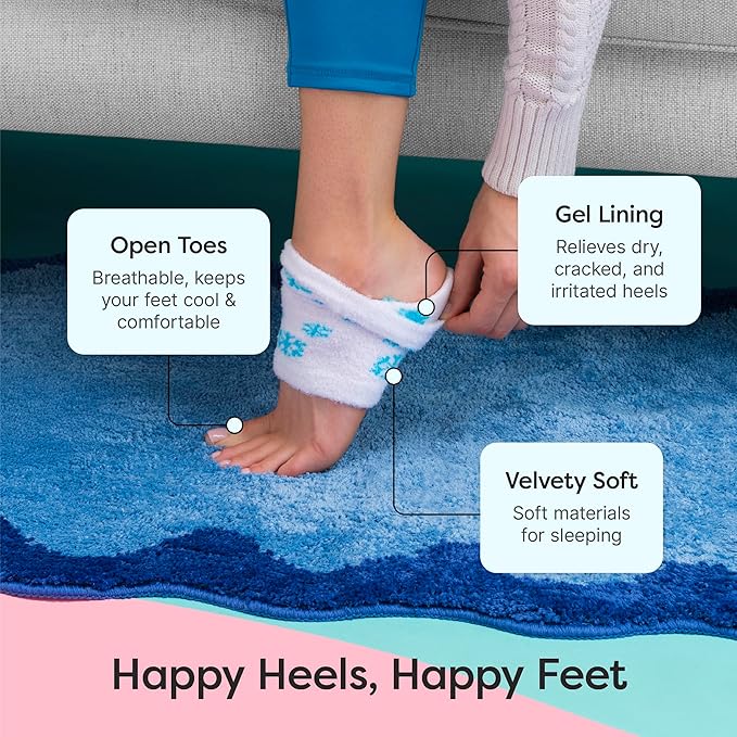 ZenToes Moisturizing Socks for Cracked Heel Treatment, Vitamin E, Olive Oil and Jojoba Oil Infused Heel Socks, Spa Gifts for Women, Mothers Day Gifts (White & Blue Snowflake, Regular)