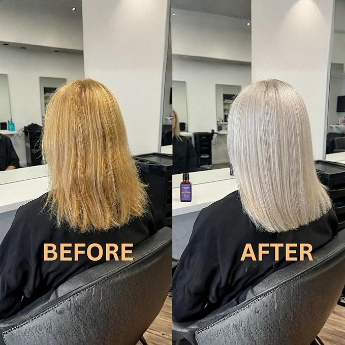 Purple Hair Oil - Argan Oil Toner for Blonde & Gray Hair | Anti Brassy Treatment for Bleached Hair | Purple Hair Gloss & Repair Serum | Color Safe Care | Hair End Treatment | 1.01 fl oz