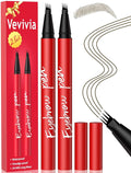 Vevivia Beauty Eyebrow Pencils for Women - Eyebrow Pen 2 Pack, Precise 4-Tip Brow Pencil for Natural-Looking Fuller Brows, Hair-Like Strokes for All Brow Types, Last All-Day Brow Pen, Brown