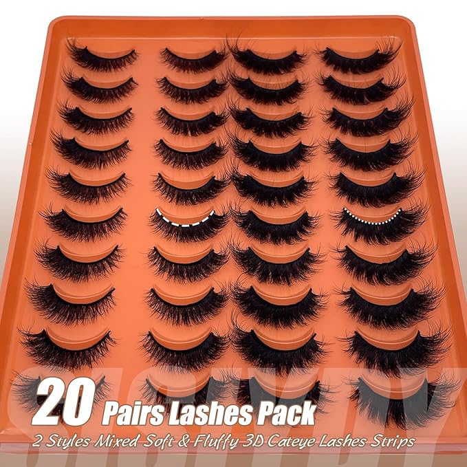 Cat Eye Lashes Strips 3d Faux Mink Eyelashes Fluffy False Lash Fox Eye Dramatic Volume Cateye Lashes 18mm Soft Eyelashes Strips Pack Natural Look 2 Styles YH311