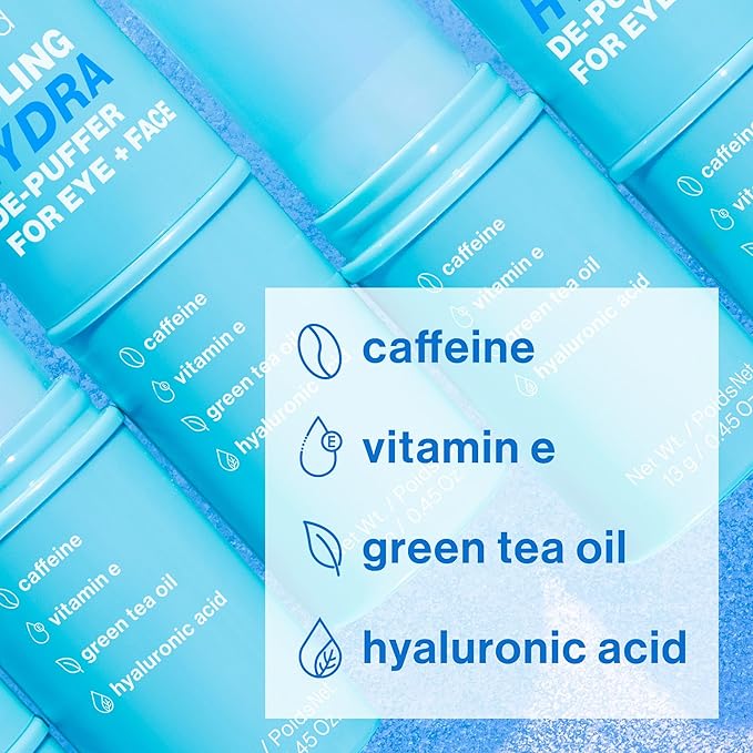 wet n wild Cooling Hydra De-Puffer,Soothing Face Makeup Primer Stick with Vitamin E & Caffeine,Instant Skin Refreshments for All Skin Types and Complexions,Vegan & Cruelty-Free,(Pack of 2)