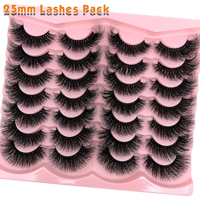 loladook Fluffy Lashes Mink Wispy Cat Eye Faux Mink Lashes Pack Soft Fake Strip Eyelashes 18mm Long Volume False Eyelashes Natural Look
