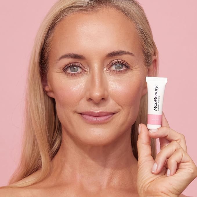 MCoBeauty Cheek and Lip Tint Rose Glow - Gel Cream Buildable Color Lip Stain and Blush for Women - Dewy Multi Use Tinted Lip Balm, Liquid Blush Makeup Vegan Cruelty Free - 0.34 oz