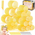 Obeoby 4 Sizes Hair Rollers for Women, 50 Pcs Set Hair Curlers with Clips Comb Curlers for Long Short Curly Hair and Bangs (25, 36, 48, 60mm), Yellow