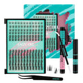 Manga Lash Clusters Kit 144PCS Fairy Eyelash Extension Kit with Lash Bond and Seal, Fake Eyelashes Clusters with Invisible Lashes Band, Lash Glue Remover and Lash Applicators (8-16mm Kit,White Bond)
