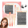 Lash Clusters Kit Magic Lashes Clusters Fluffy 10-18mm Volume Cluster Eyelash Extensions Kit 0.3mm Soft Band Wispy DIY Individual Lashes with Lash Bond and Seal, Remover, Tweezer