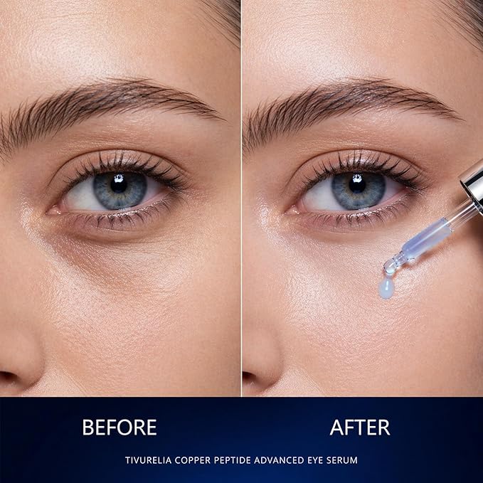 Copper Peptide Anti Aging Eye Serum, Korean Skin Care Advanced Eye Serum with GHK-Cu Copper Tripeptide-1 & Peptide Complex, Helps Smooth Fine Lines and Improve Firmness