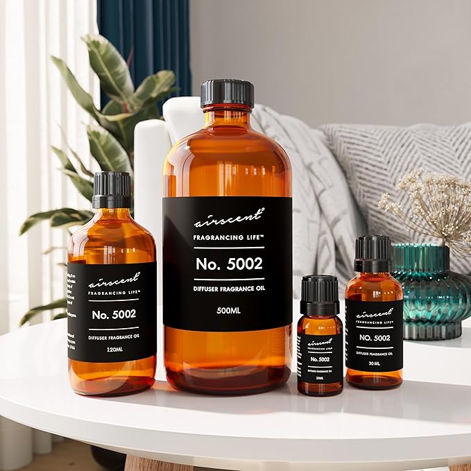 AirScent Creed-Aventus-Inspired Diffuser Oil - No. 5002 Perfume Dupe - Premium Fragrance Oil Blend for Ultrasonic and Waterless Diffusers and Crafting - 10 ml, 0.34 fl oz Glass Bottle with Dropper