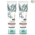 Badger Tinted Sunscreen for Face SPF 40, Lightweight Tinted Mineral Sunscreen w/Sheer Tint Warm Finish for Light or Dark Skin, No White Cast, 80% Organic, Water Resistant, Unscented, 1.7 floz, 2 Pack