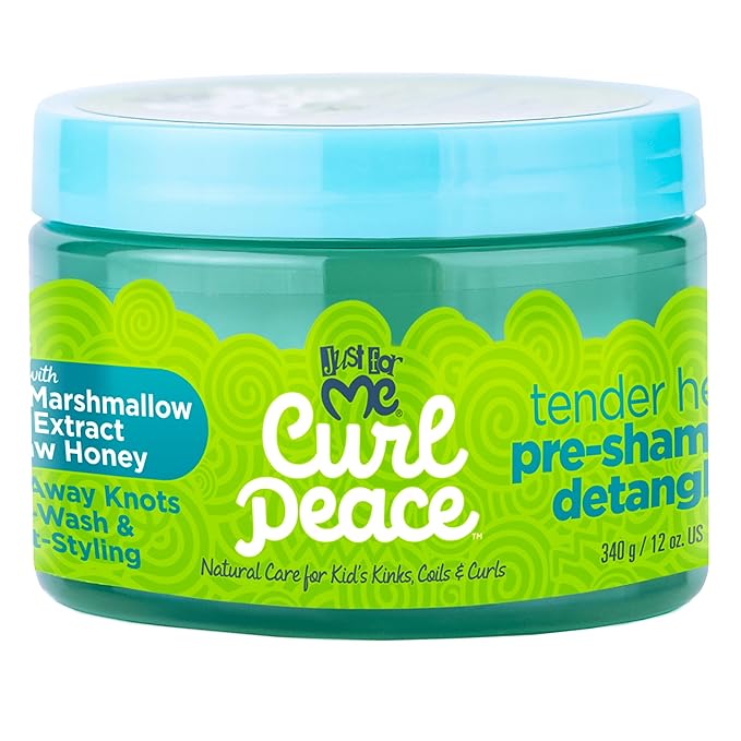 Just For Me Curl Peace Tender Head Detangling Treatment - Rinses Away Knots, Pre-Wash, Post-Styling, Contains No Parabens, Sulfates, Mineral Oil, Petrolatum, or Animal Testing, 12 oz