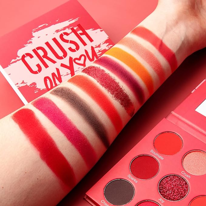 MAKI YIKA Red Eyeshadow Palette Matte Eye Shadow for Women Long Lasting High Pigmented 9 Shade Glitter Shimmer Matte Red Eye Shadows -9Red