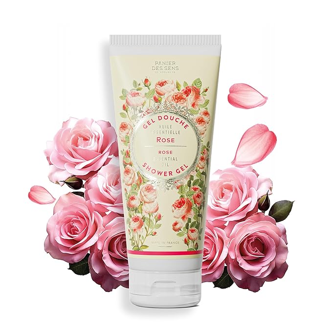 Panier des Sens - Rose Moisturizing Body Wash for Women & Men - Gentle Shower Gel - 96% Natural - Normal, Sensitive Skin - Body Care Made in France, SLS Free, Vegan - 6.8 floz