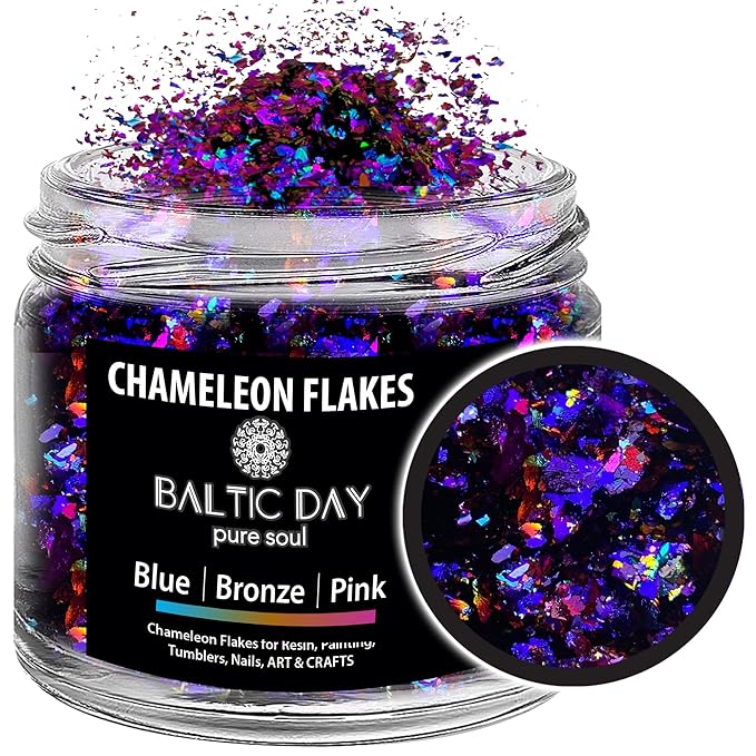 Chameleon Flakes for Resin [ Blue | Bronze | Pink ] - Color Shift Mica Pigment Powder for Epoxy Resin - Chrome Flakes for Tumblers, Molds, Nail Art, Eyeshadow, Makeup