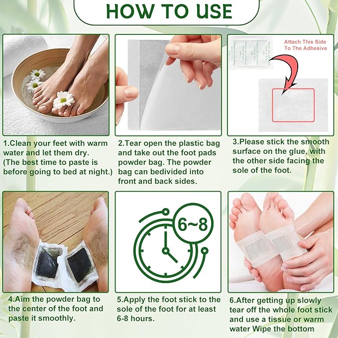 48 Packs Wormwood Foot Pads to Feel Better, Relieve Stress & Sleep Better, Suitable for Home or Travel Use