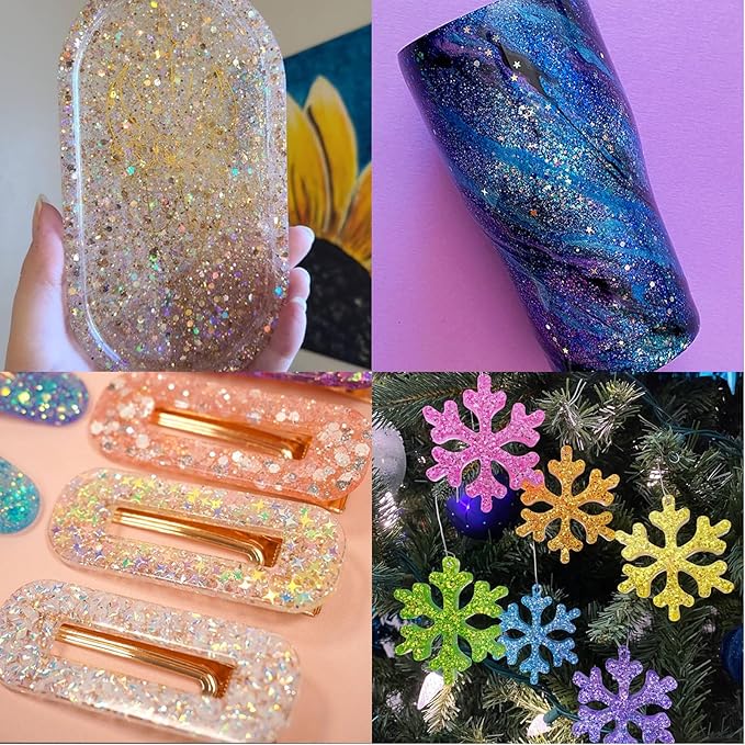 Holographic Chunky and Fine Glitter Mix, 45 Colors Craft Glitter for Epoxy Resin Arts, Iridescent Nail Glitter, Cosmetic Eye Hair Face Body Glitter, Glitter Flakes Sequins for Tumbler Festival Jewelry