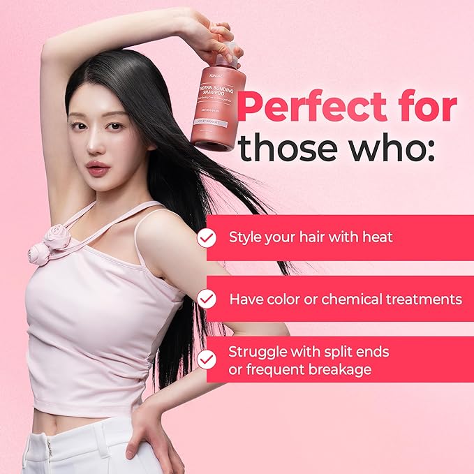 KUNDAL Protein Bonding Shampoo, Hair Mask, Serum Set, Damage Repair Care, Protein Bonding System, Heat Protection, Shine Boost, Violet Muguet, 300ml+200ml+50ml