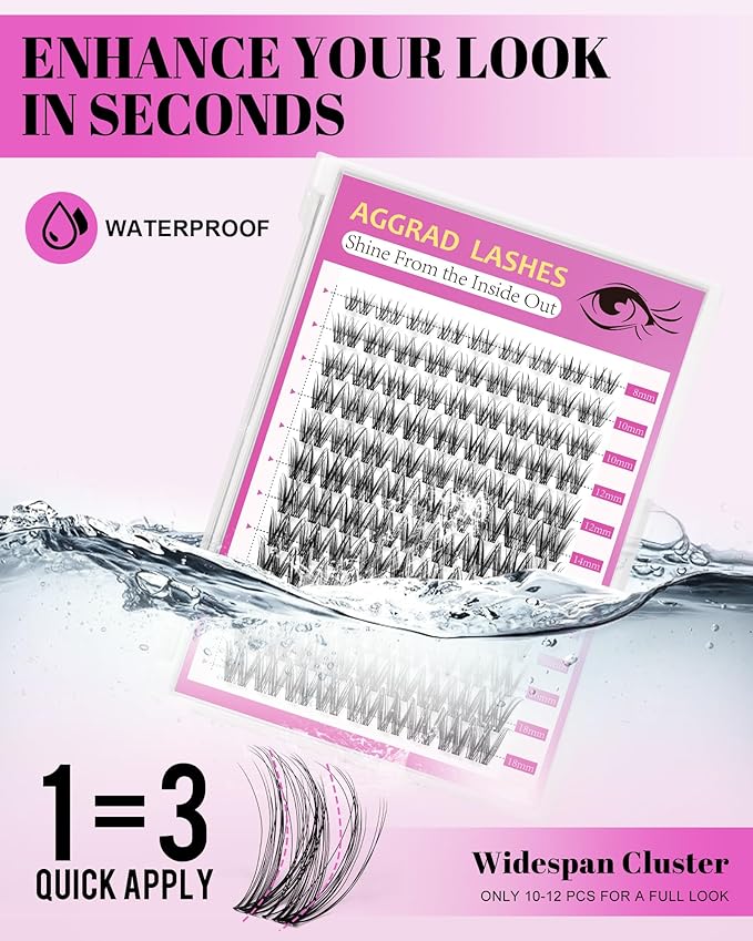 Magic Lash Clusters Natural 8-18mm Slightly Volume Wispy & Spikes Eyelash Clusters Extension Kit Individual DIY False Eyelash Extension Fake Eye Lashes With Wide & Thin Invisible Lash Band
