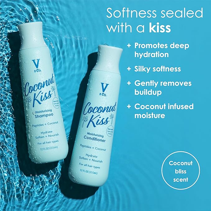 V&Co. Moisturizing Shampoo 12 Oz. - Sulfate Free, Color Safe, and Gentle Formula with Peptide Technology Boosting Hydration for Dry, and Color Treated Hair