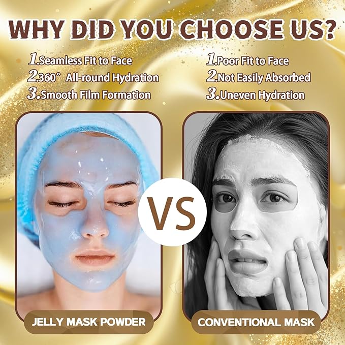 Jelly Mask Set,Hyalorunic Acid Jelly Masks For Facials Professional,24k Hydro Jelly Mask, Jelly Face Mask, Facial Mask Mixing Bowl Set And Headband, Gift set for women'sDay, Skin care set