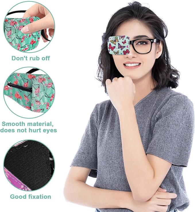 Sosation 10 Pcs Eye Patches for Adult Left Right Eye, Eyepatch for Glasses, Mixed Styles