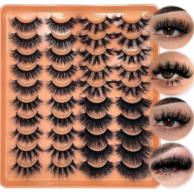 Mink Eyelashes Fluffy Full Long 20MM 25MM Strips Lashes Dramatic Volume Cat Eye Faux Mink Thick Eyelashes 4 Styles Mixed Fake Lashes Pack Bulk YH328