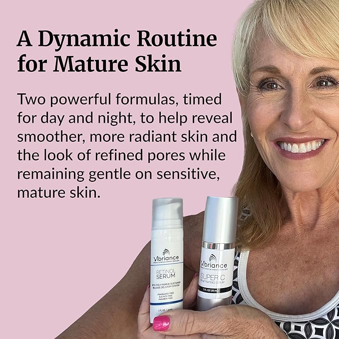 Vibriance Dynamic Duo Skincare Bundle | Super C Vitamin Serum, Retinol Skin Care Set - Age-Defying Night and Day Retinol and Vitamin C Serum for Face Routine Skincare Kit