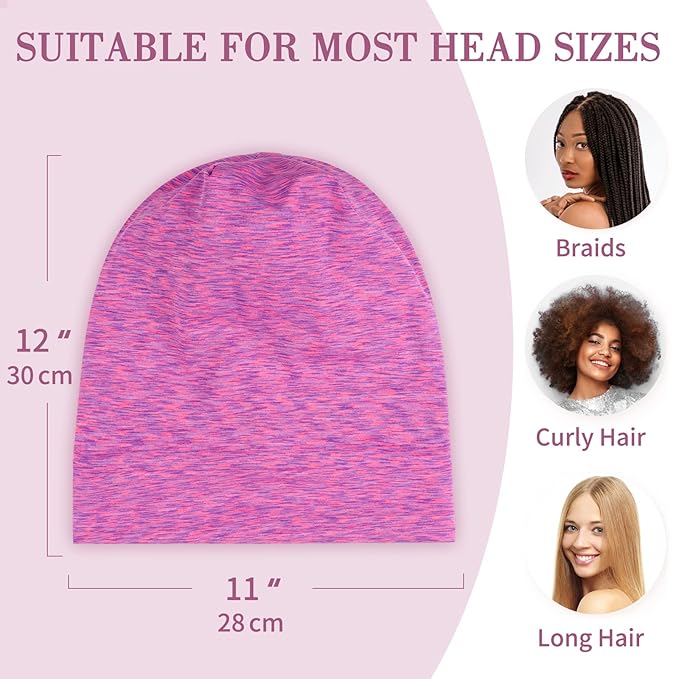 LULUSILK Mulberry Silk Bonnet for Sleeping Women, Real Silk Sleep Cap for Curly Hair and Braids, Pure Head Wrap with Scrunchies, Hot Pink