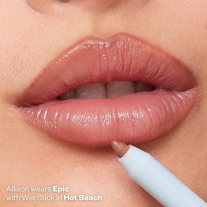 Kosas Hotliner Retractable Lip Liner Pencil with Built-In Brush & Sharpener - Easy Contouring, Hydrating, Long-Lasting - Pigmented Creamy Texture for Plumping Lips - Hyaluronic Acid & Konjac - Epic