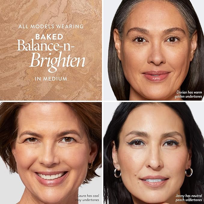 LAURA GELLER NEW YORK Award-Winning Baked Balance-n-Brighten Color Correcting Powder Foundation - Medium - Buildable Light to Medium Coverage - Demi-Matte Natural Finish